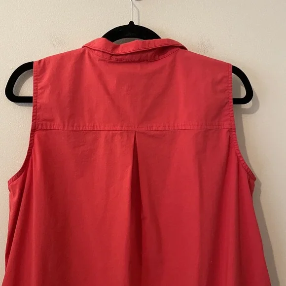 Tuckernuck Sleeveless Charlie Dress Shirt‎ Dress Red Coral Size L Collar Classic - Picture 6 of 10